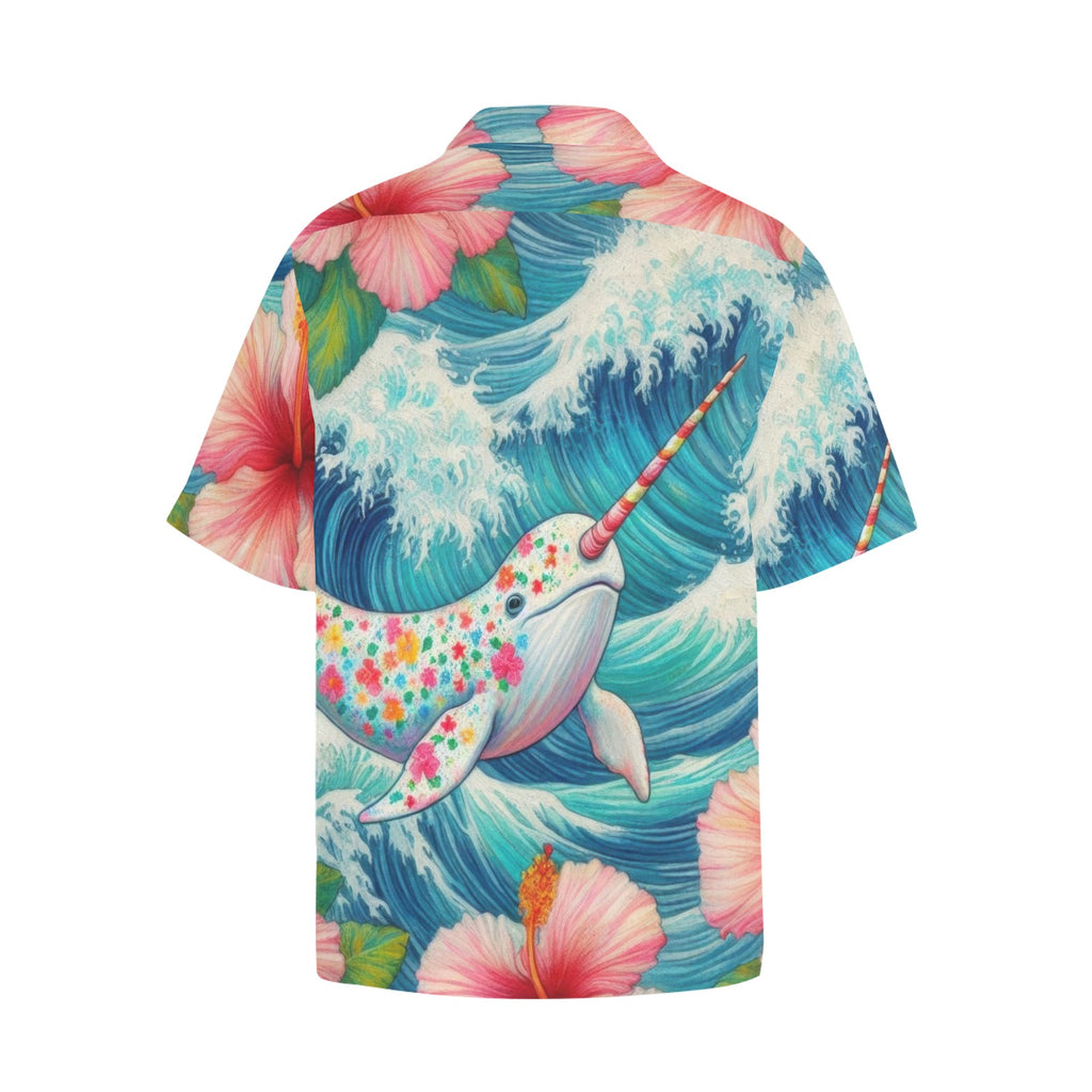 Proud Narwhal Entire Hawaiian Shirt with Chest Pocket