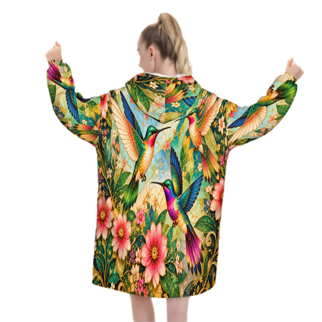 Garden of Gilded Wings Blanket Hoodie
