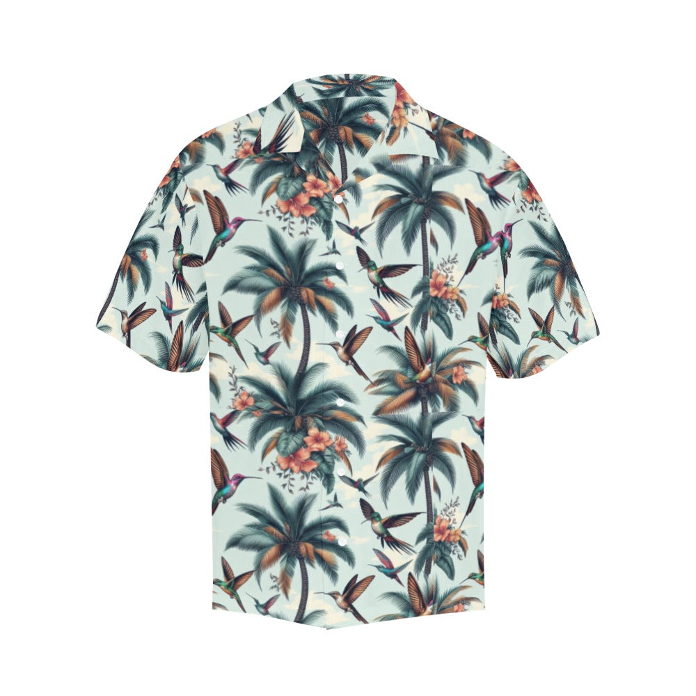 Hummingbirds and Palms Hawaiian Shirt without pocket