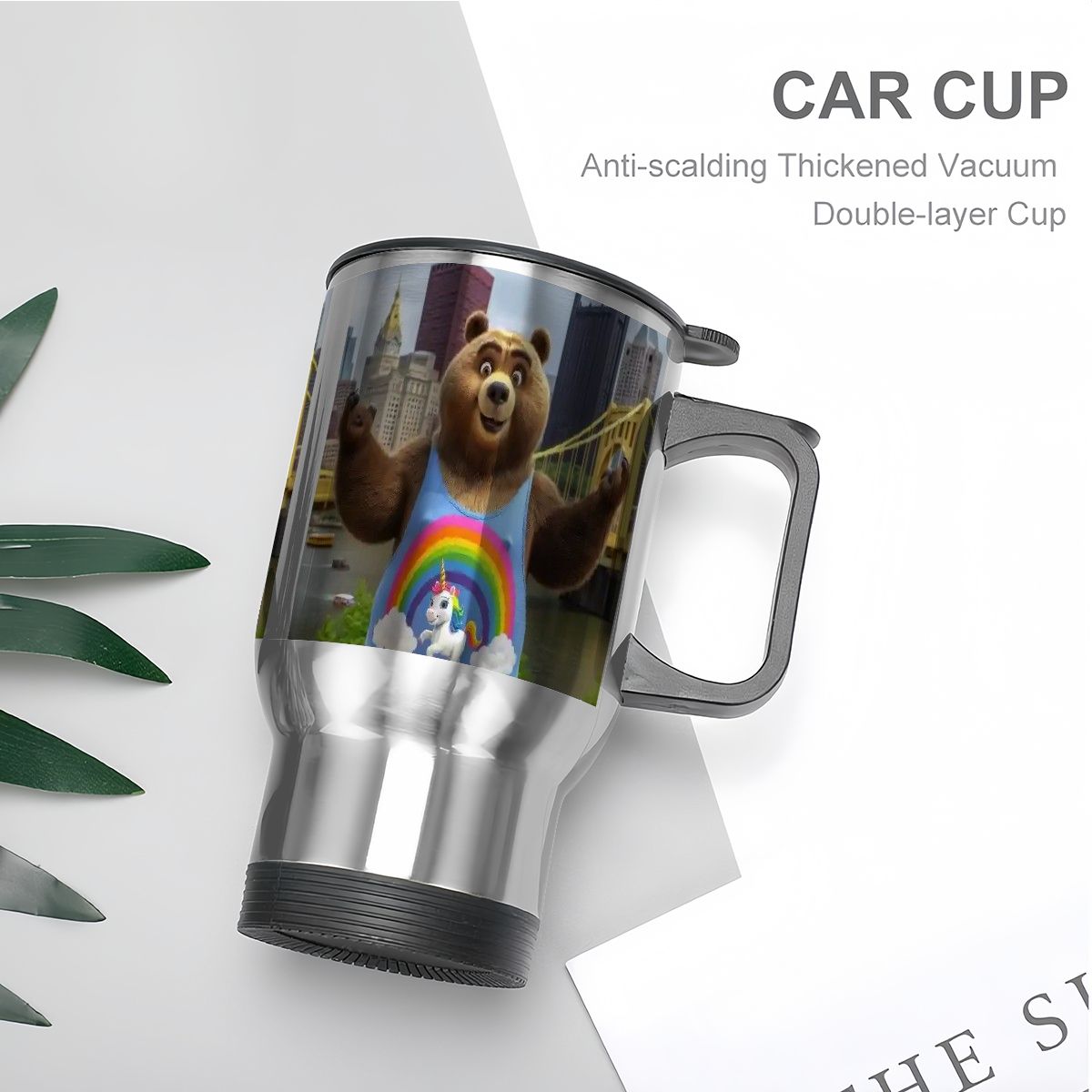 Travel Coffee Mug with Handle (14oz) Made in USA - Multiple Designs