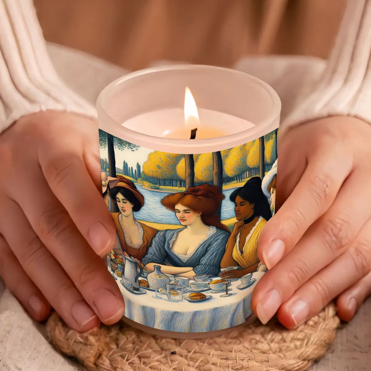 5 Ladies Frosted Jar Scented Candle with Lid (6oz) - Gregg Acini Adoree Designs - Candles