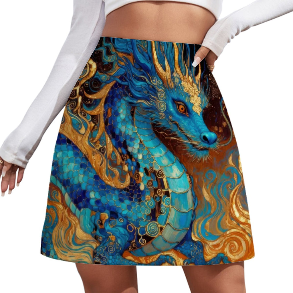 Blue Gold Dragon Mini Skirt | Fantasy Wearable Art