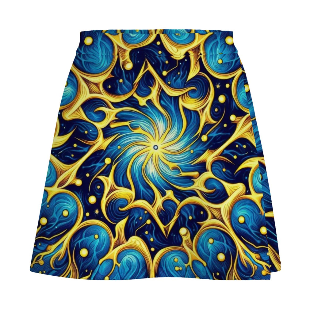Galactic Yellow and Blue Mini Skirt | Galaxy Wearable Art