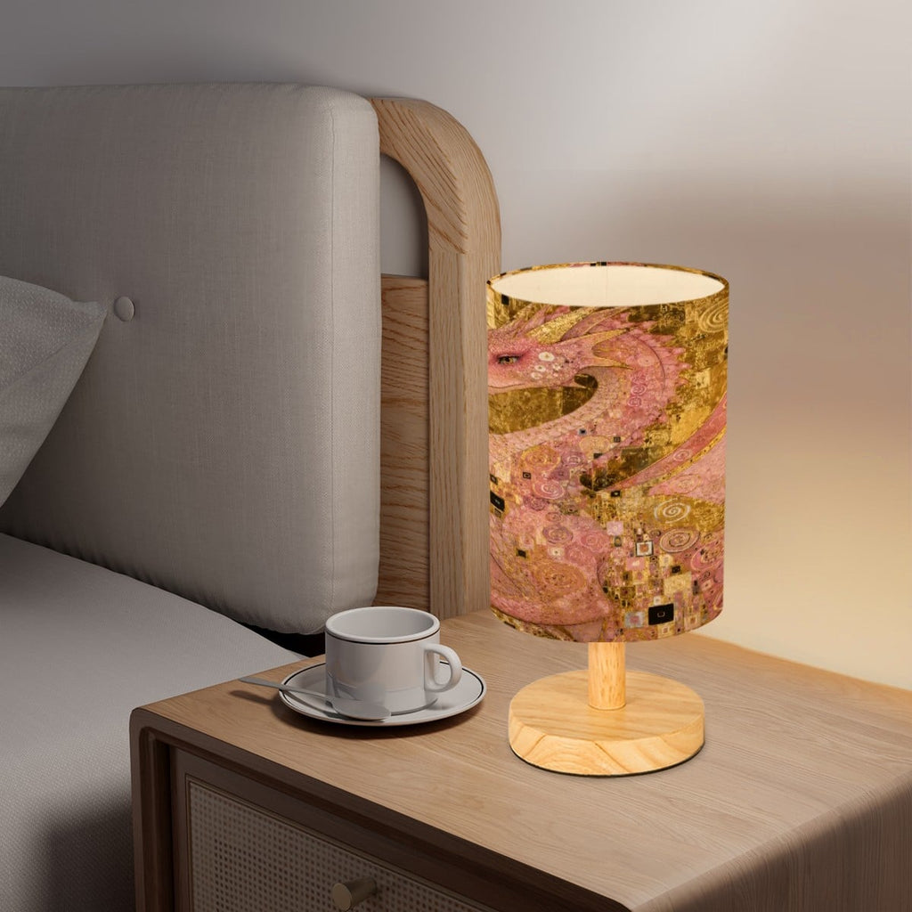 Pink Dragon Cylindrical Table Lamp