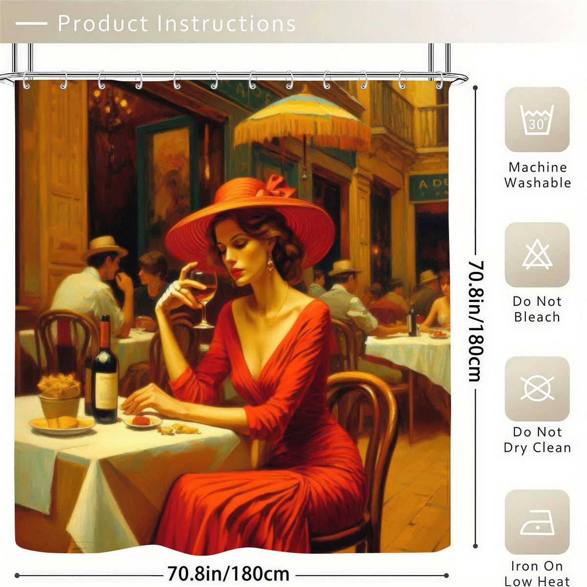 Alma Shower Curtain | Mediterranean Café Art