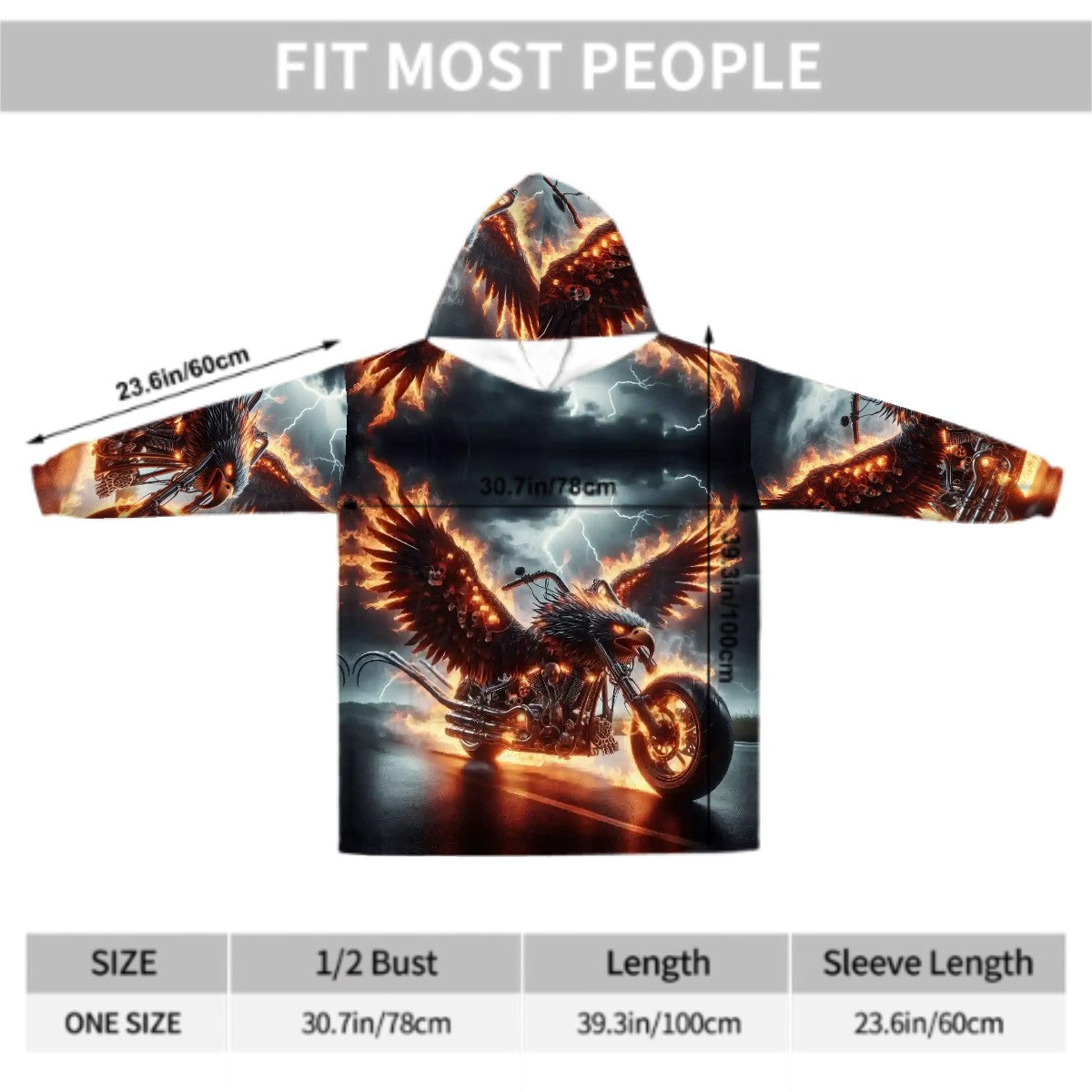 Eagle Motorcycle Adult Blanket Hoodie