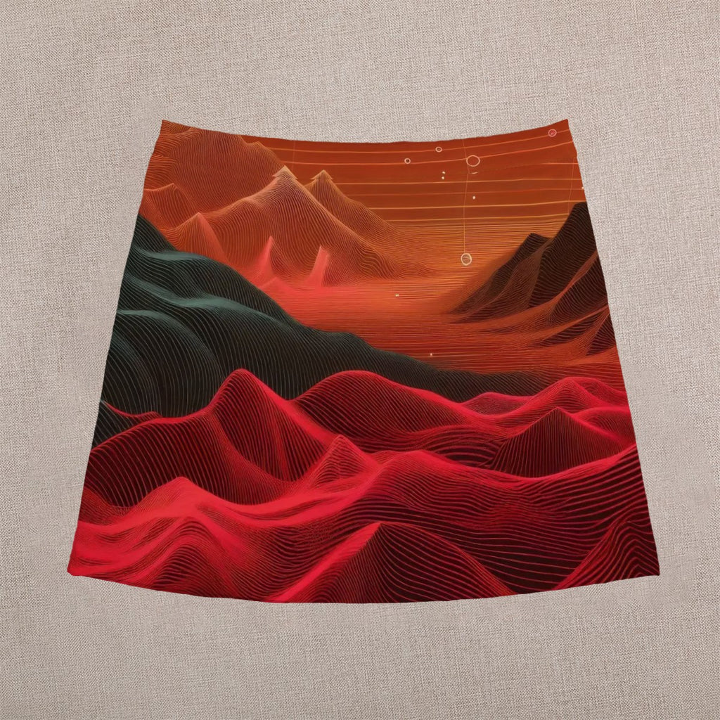 Crimson Waves Mini Skirt | Line Abstract Wearable Art