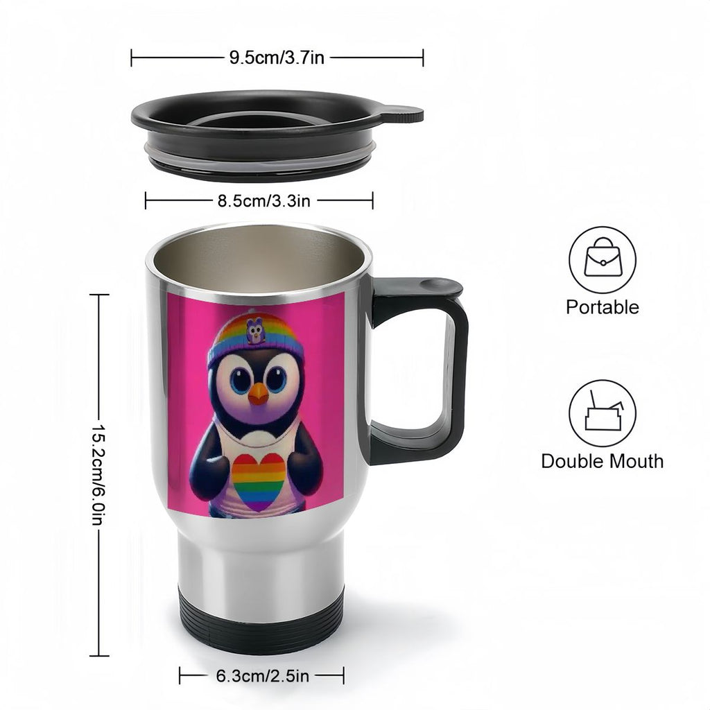 Travel Coffee Mug with Handle (14oz) Made in USA - Multiple Designs