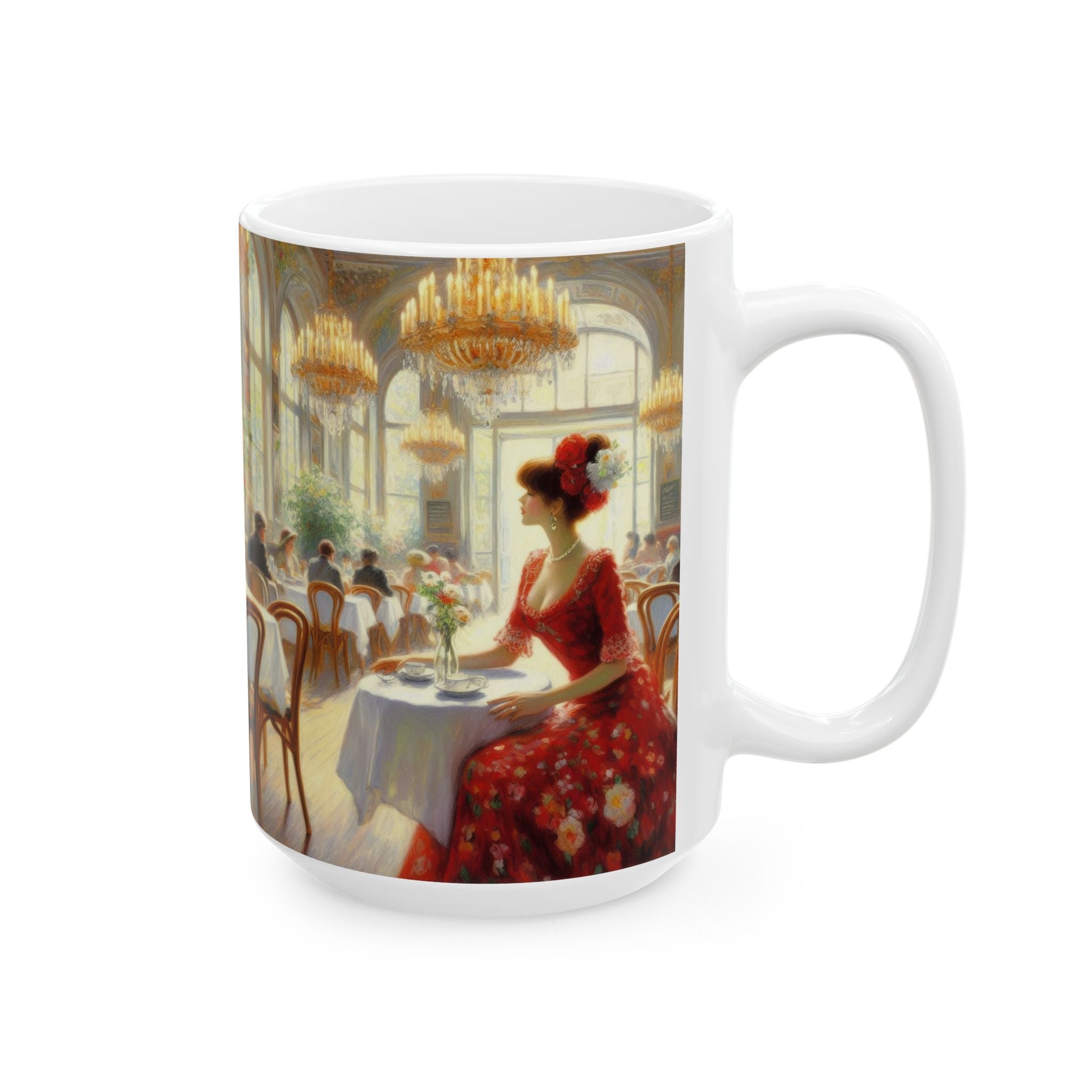 Claudia Ceramic Mug — Elegant Retro Portrait Coffee Cup (11oz, 15oz)
