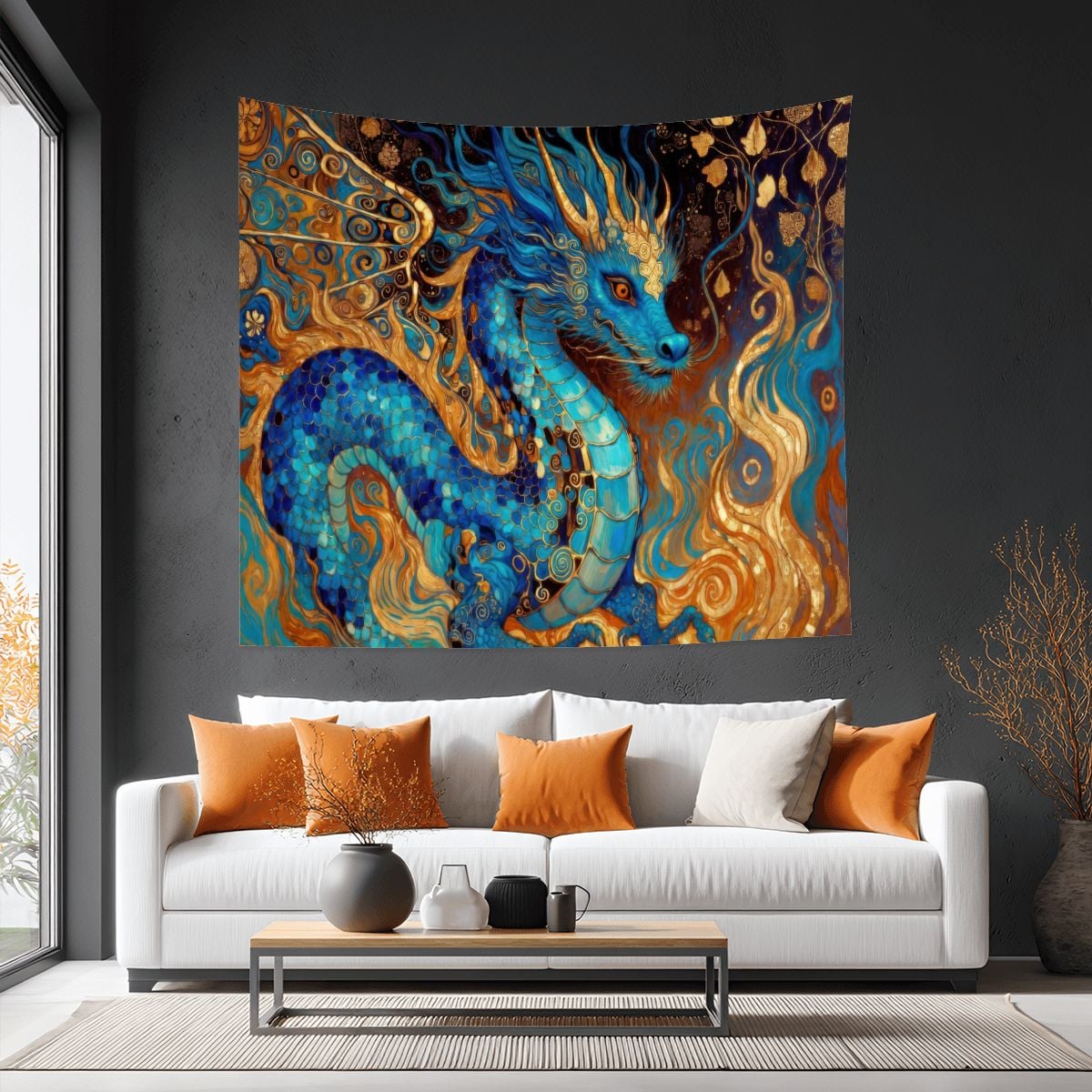 Cobalt Dragon Tapestry (6:5) (Made in USA)