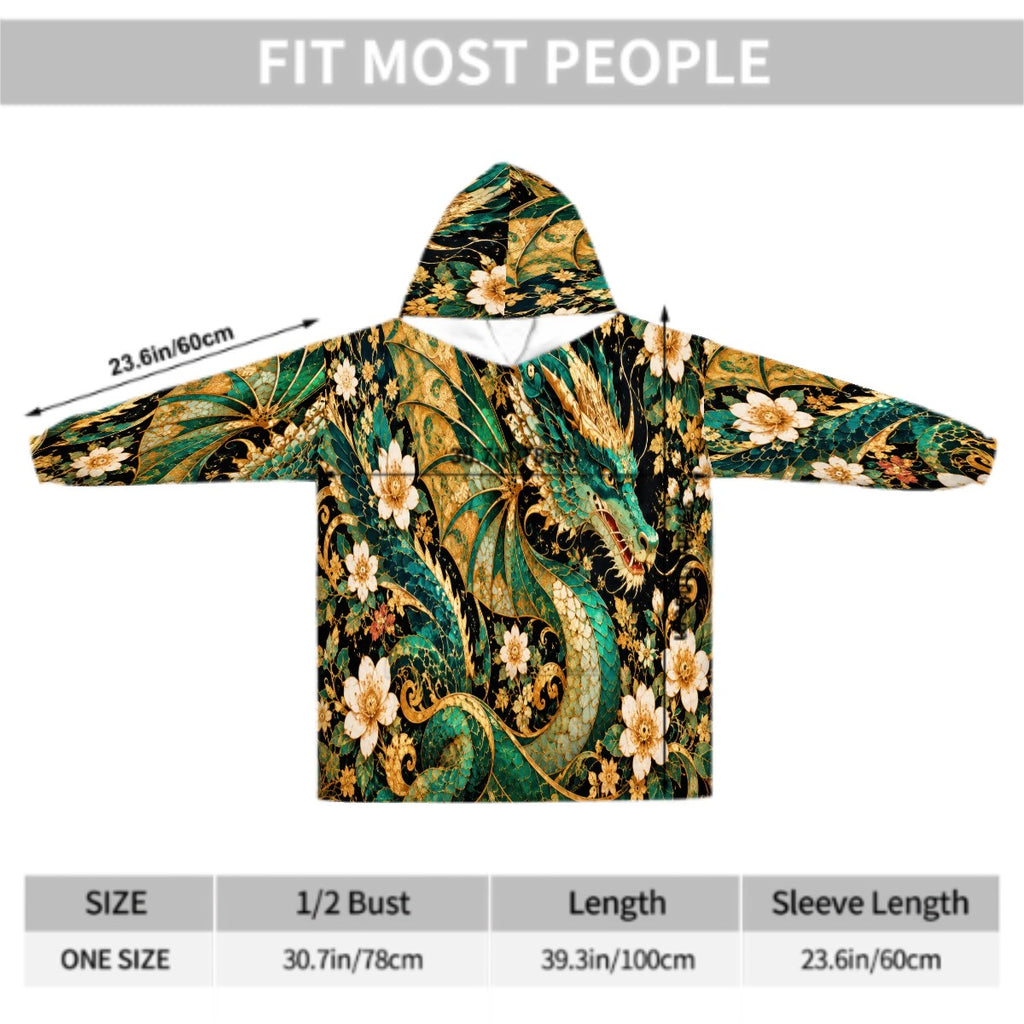 Gilded Jade Dragon Blanket Hoodie