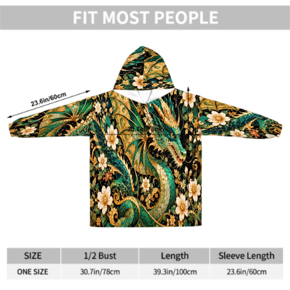 Gilded Jade Dragon Blanket Hoodie