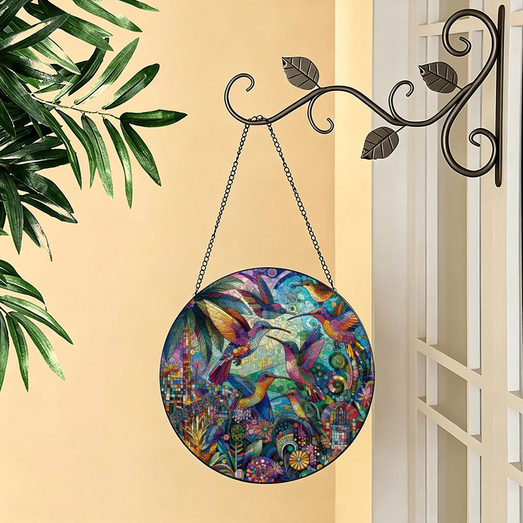 Hummingbird Kaleidoscope Stained Glass Effect Suncatcher Window Hanging (Made in USA)