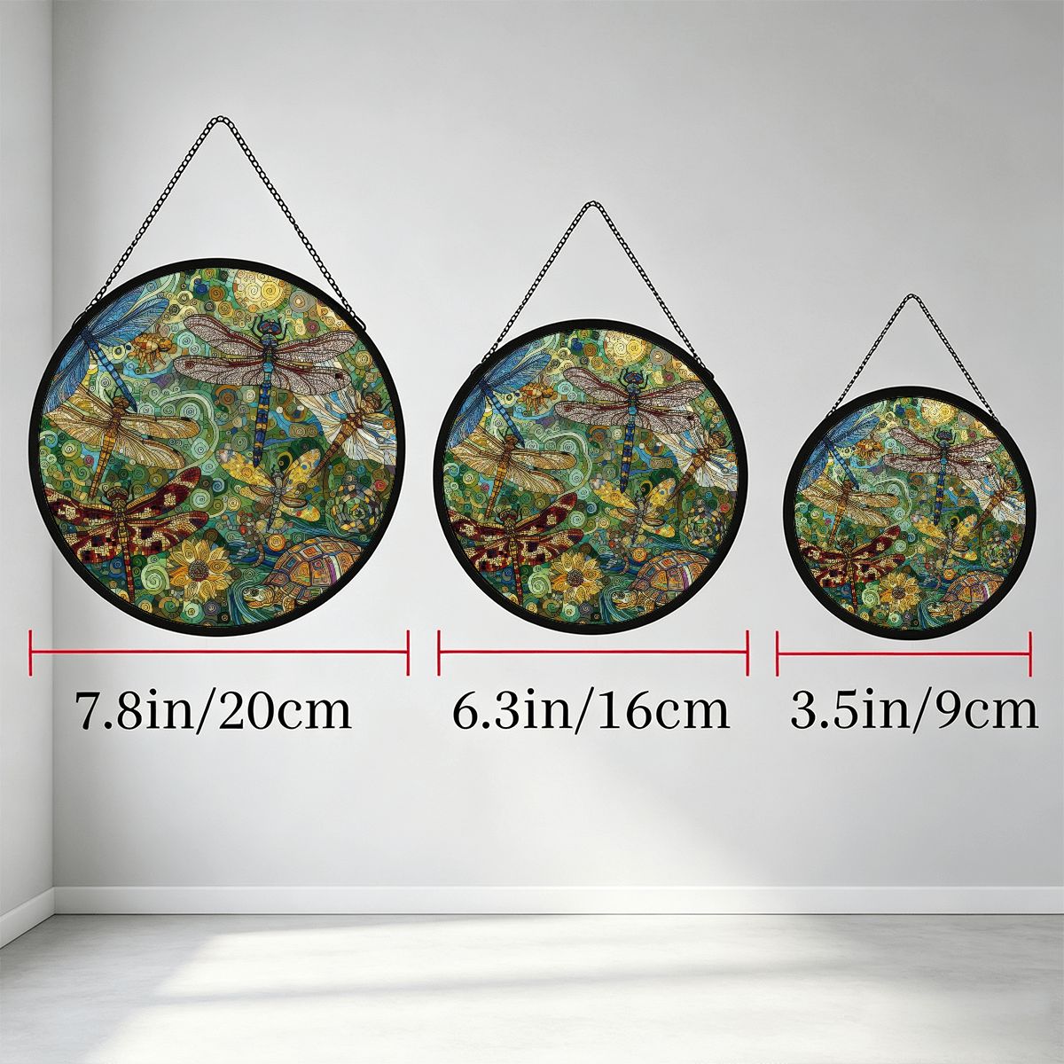 Dragonflies Stained Glass Effect Suncatcher Window Hanging (Made in USA)