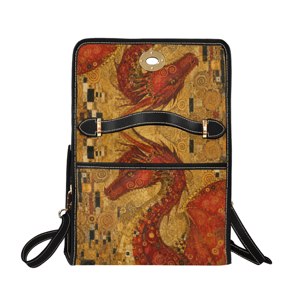 Red Dragon Satchel Waterproof Canvas Bag