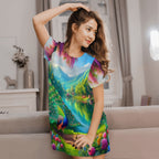 Loose Short-Sleeve Nightgown (Multiple Designs Set 1 - First image shows selected design)
