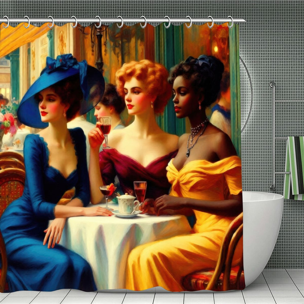 Ladies who Lunch Shower Curtain | Belle Époque Dining Art