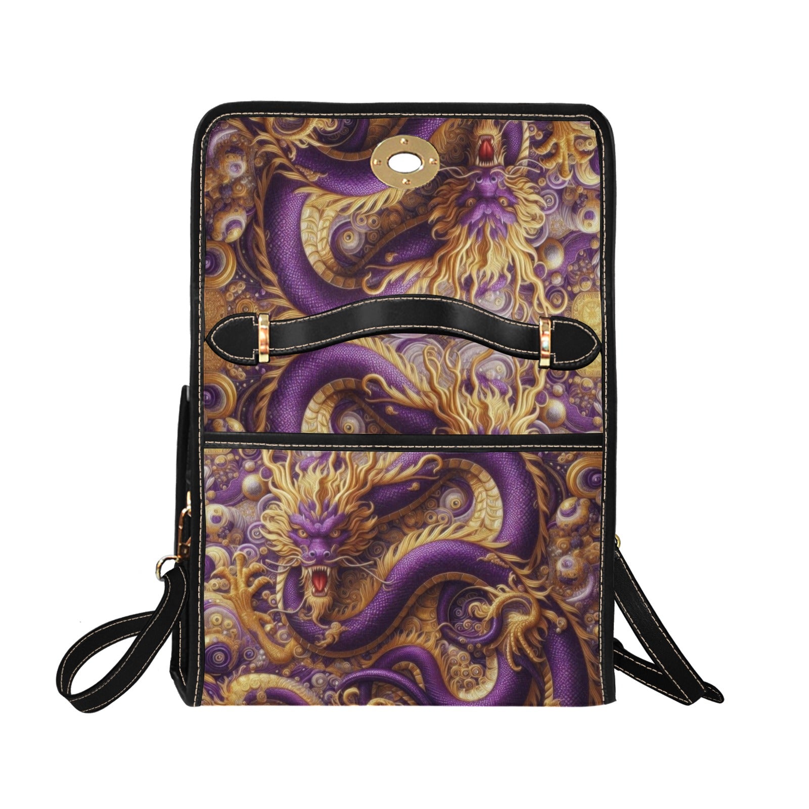 Purple Dragon Satchel Waterproof Canvas Bag