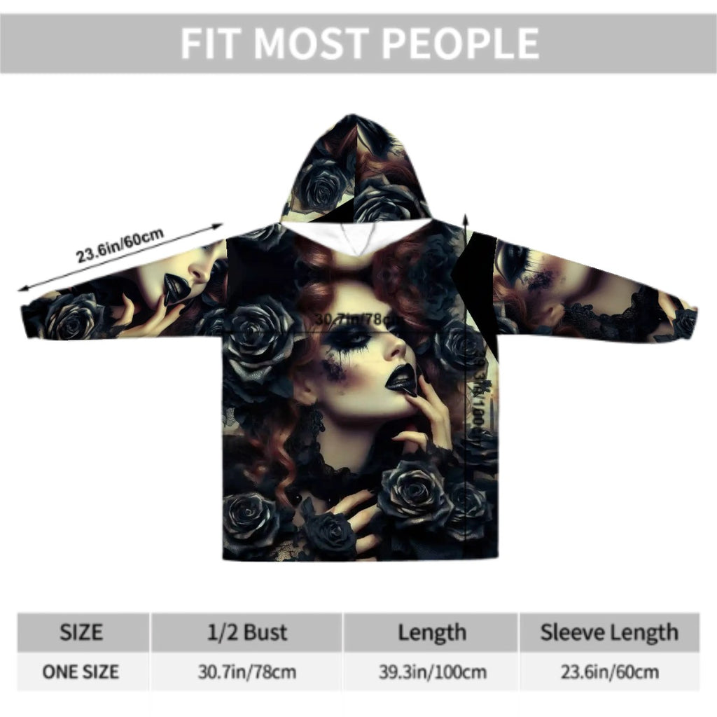 Black Roses Adult Blanket Hoodie