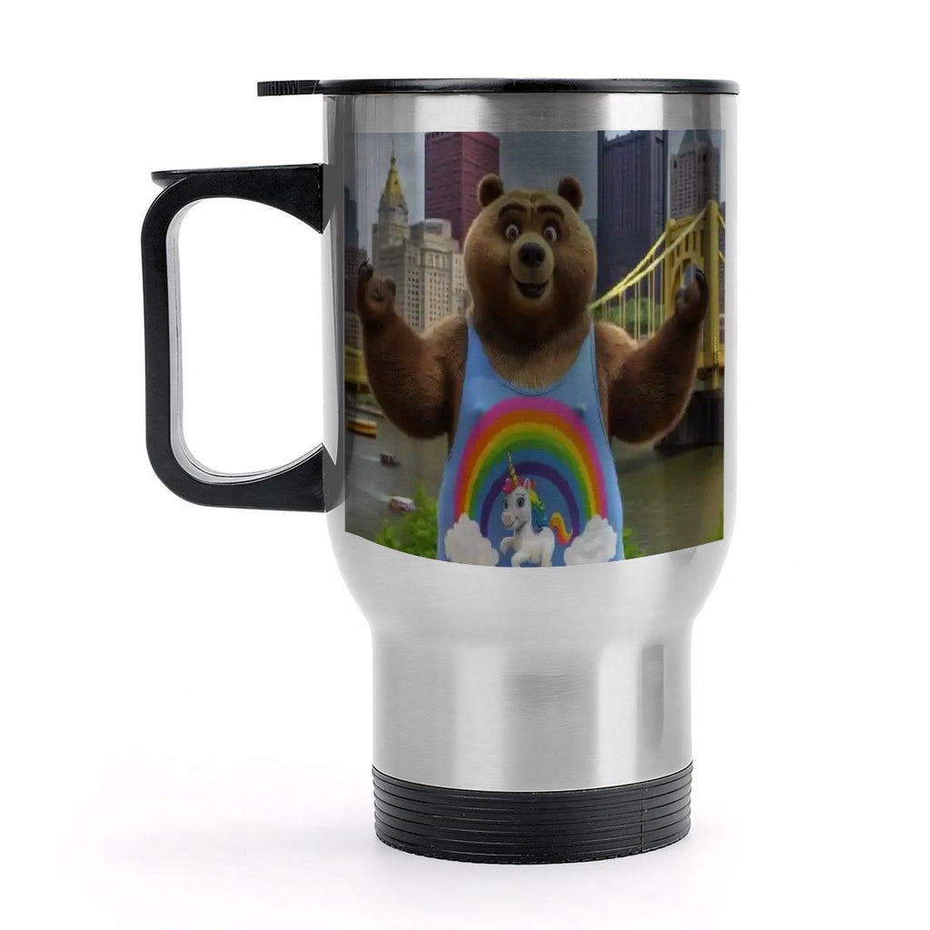Travel Coffee Mug with Handle (14oz) Made in USA - Multiple Designs