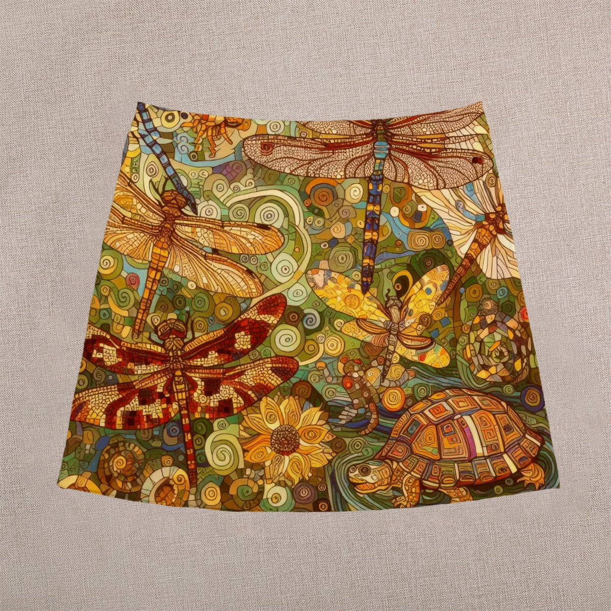Orange Dragonflies Mini Skirt