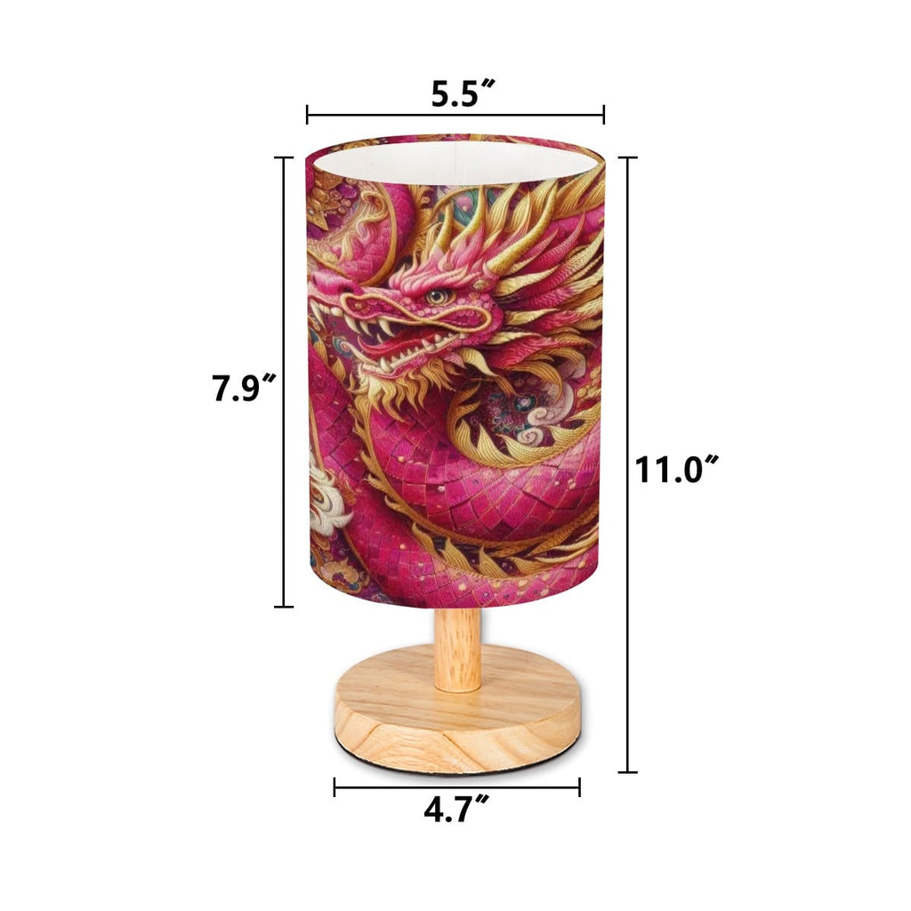 Crimson Dragon Cylindrical Table Lamp
