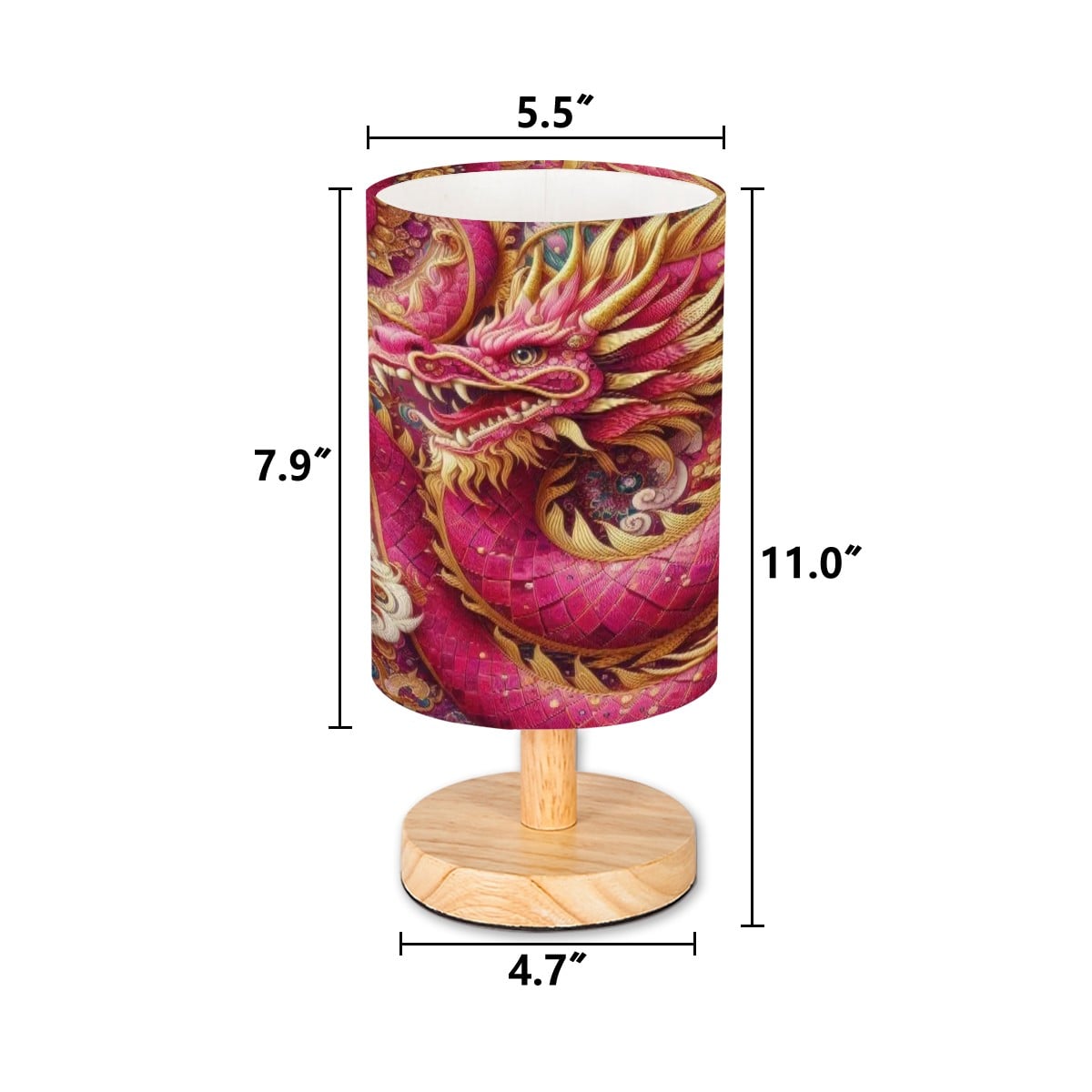 Crimson Dragon Cylindrical Table Lamp