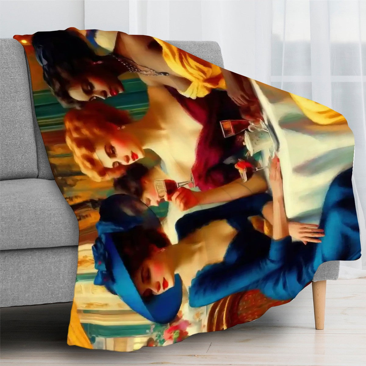Ladies Who Lunch 300 GSM Flannel Throw Blanket (Made in USA)