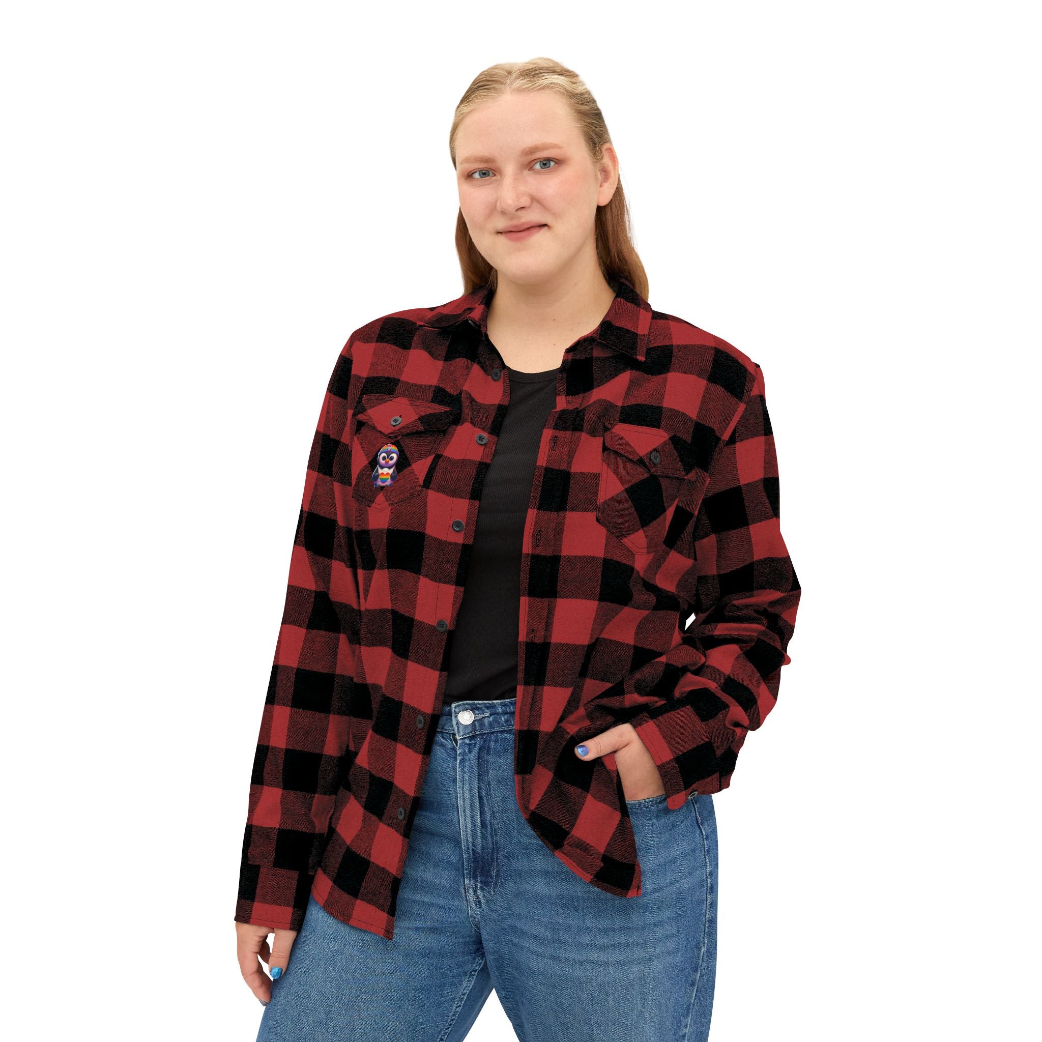 Proud Luz the Penguin Cozy Unisex Flannel Shirt