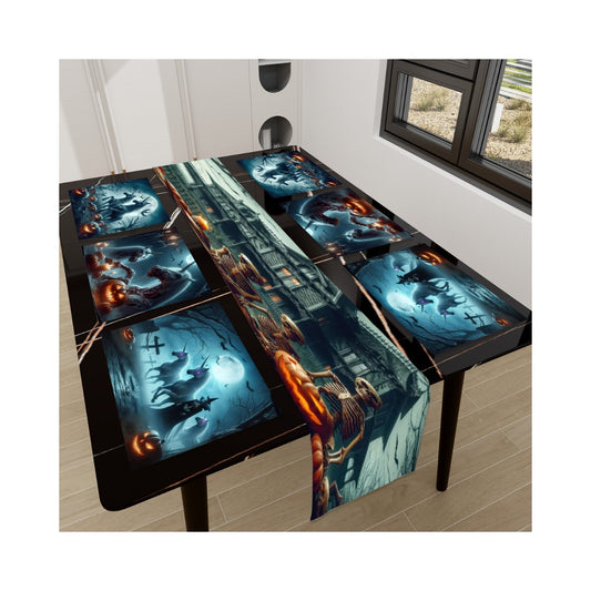 Halloween Unicorns Mixed Table Runner Placemat Set 7 Pieces