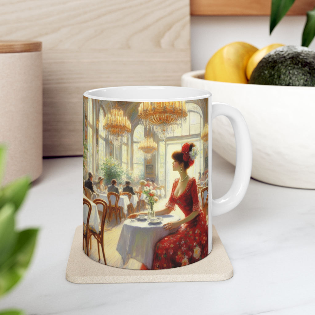 Claudia Ceramic Mug — Elegant Retro Portrait Coffee Cup (11oz, 15oz)