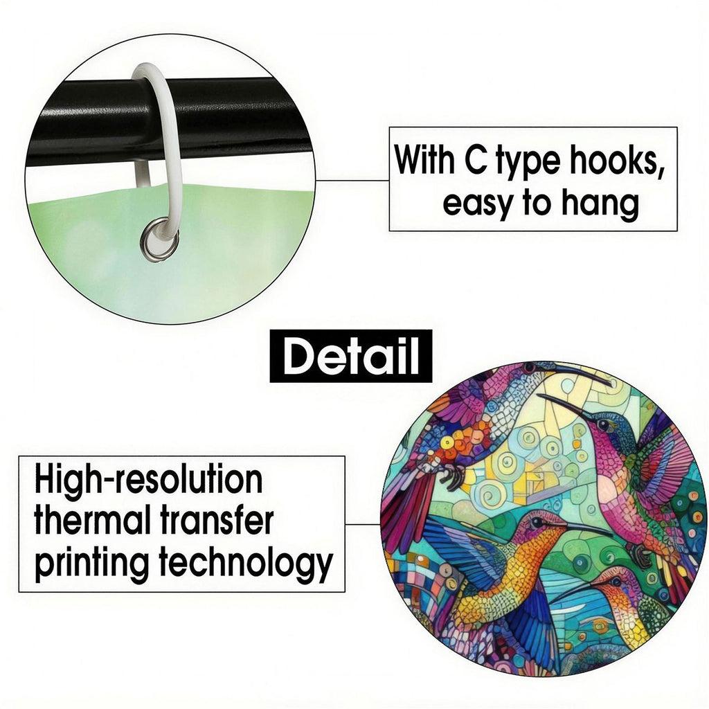 Hummingbird Kaleidoscope Shower Curtain 70.8"x70.8" (Made in USA)