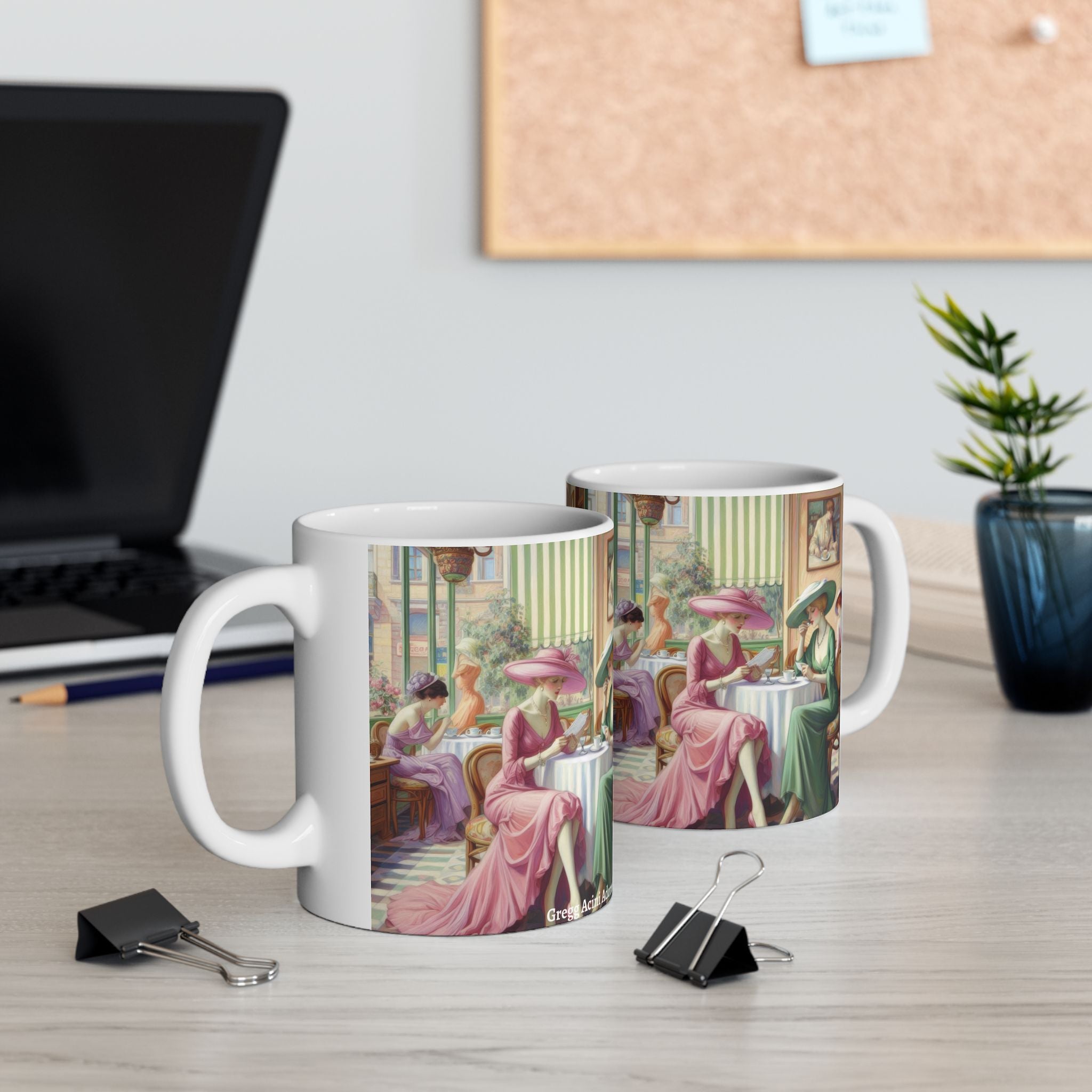 Kiffe Cafe Ceramic Mug — Elegant Retro Portrait Coffee Cup (11oz, 15oz)
