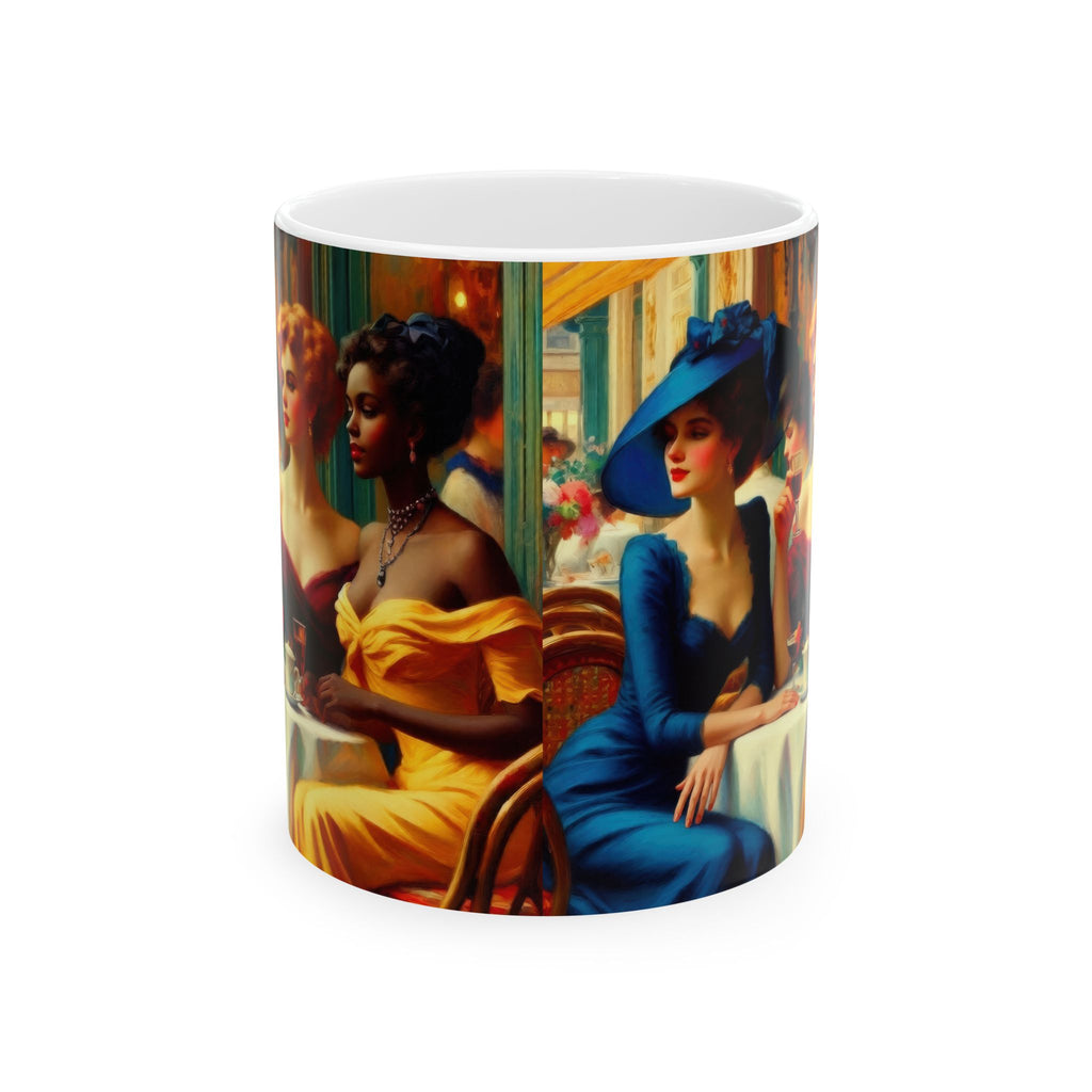 Ladies Who Lunch Ceramic Mug — Elegant Retro Portrait Coffee Cup (11oz, 15oz)