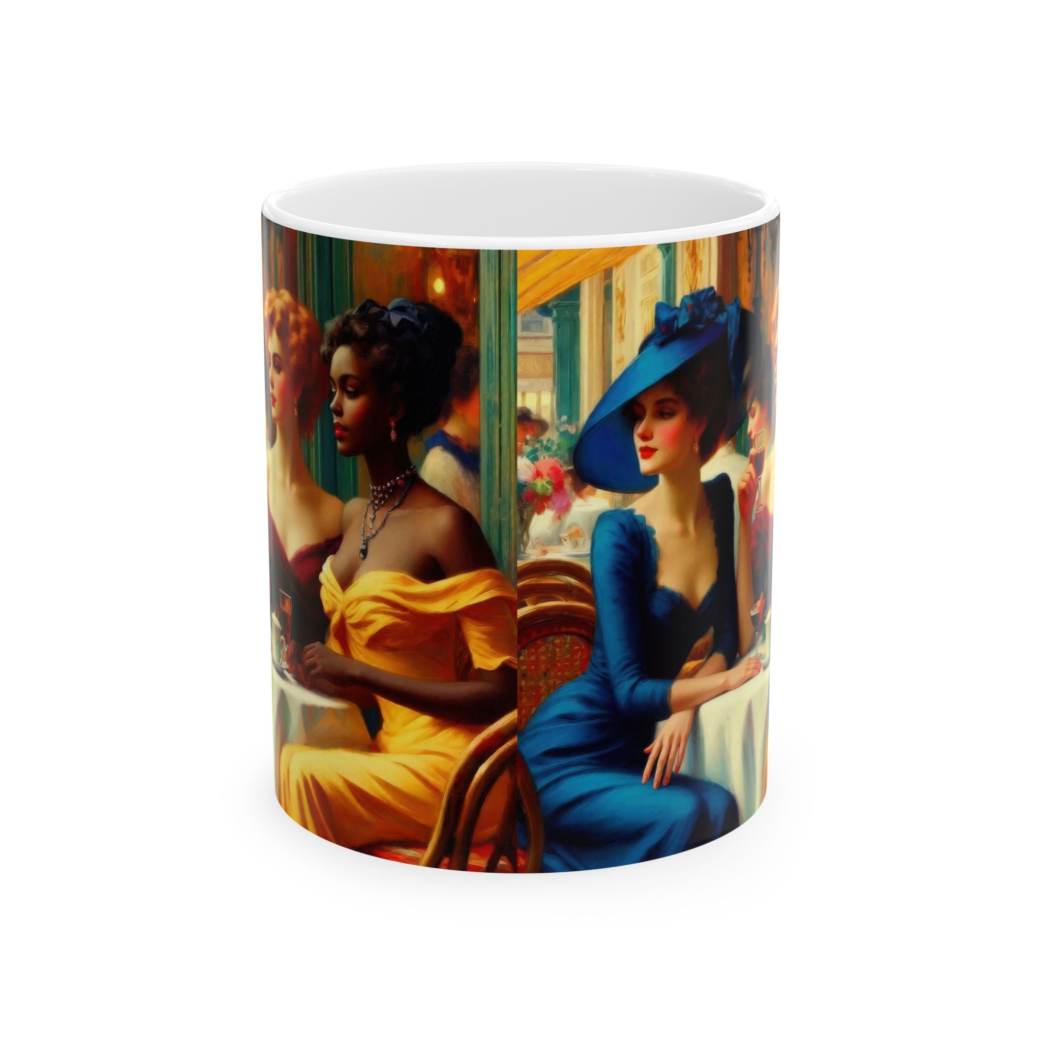 Ladies Who Lunch Ceramic Mug — Elegant Retro Portrait Coffee Cup (11oz, 15oz)