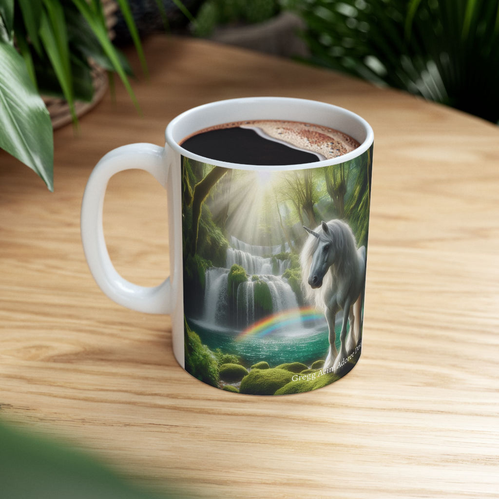 Unicorn by a Waterfall Ceramic Mug by Gregg Acini Adoree Designs