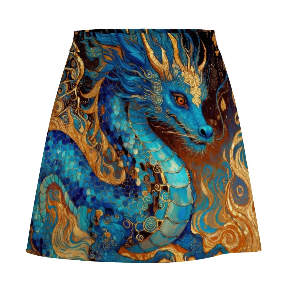 Blue Gold Dragon Mini Skirt | Fantasy Wearable Art