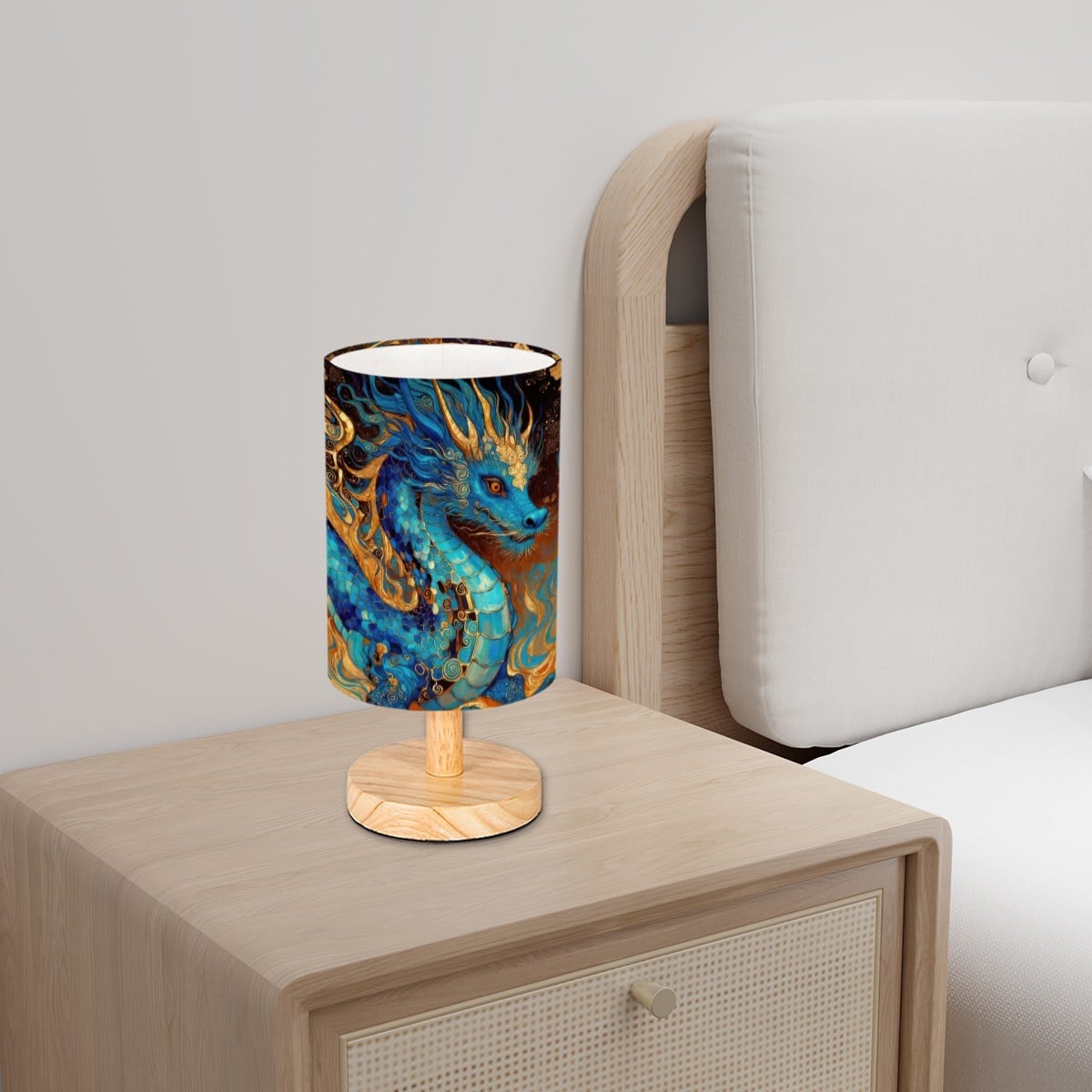 Cobalt Dragon Cylindrical Table Lamp