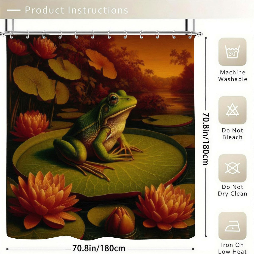 Frog on a Lilypad Shower Curtain 70.8"x70.8" (Made in USA)