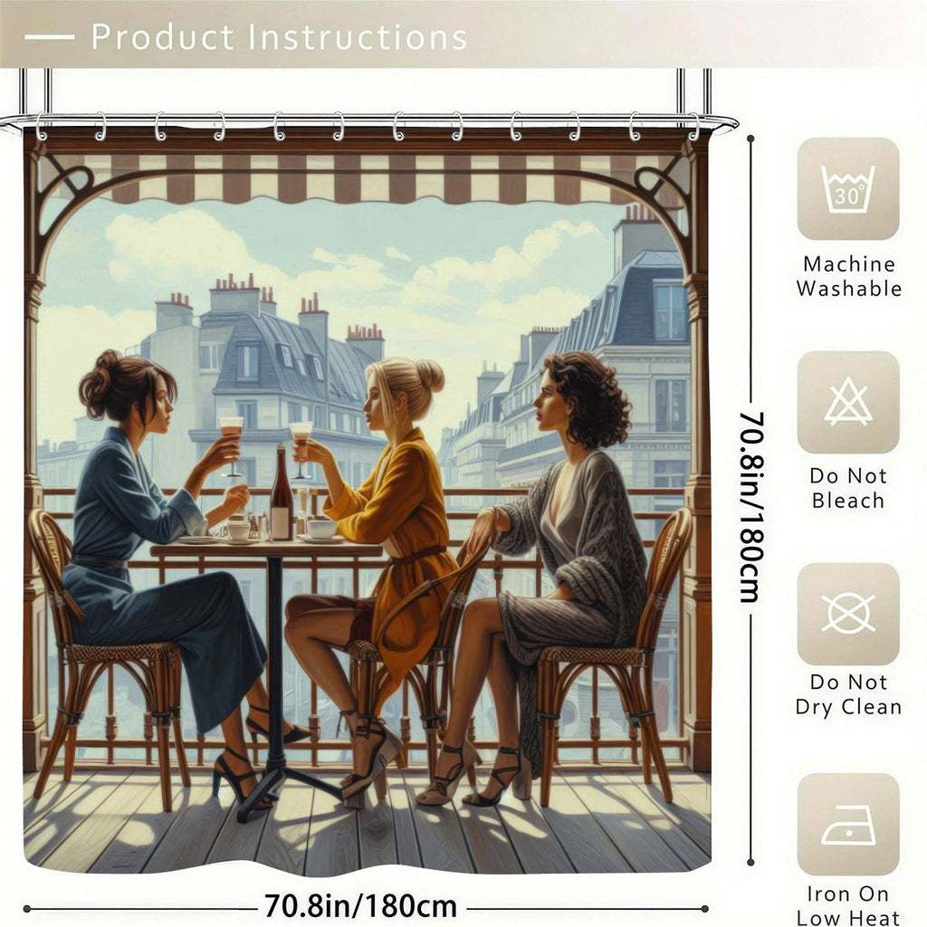 Paris Balcony Shower Curtain 70.8"x70.8" (Made in USA)