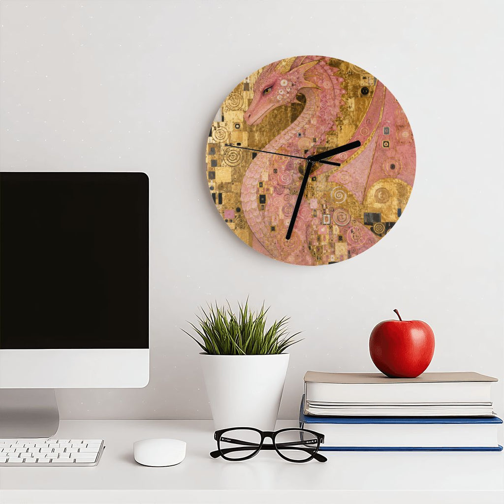 Pink Dragon MDF Wall Clock | Made in USA
