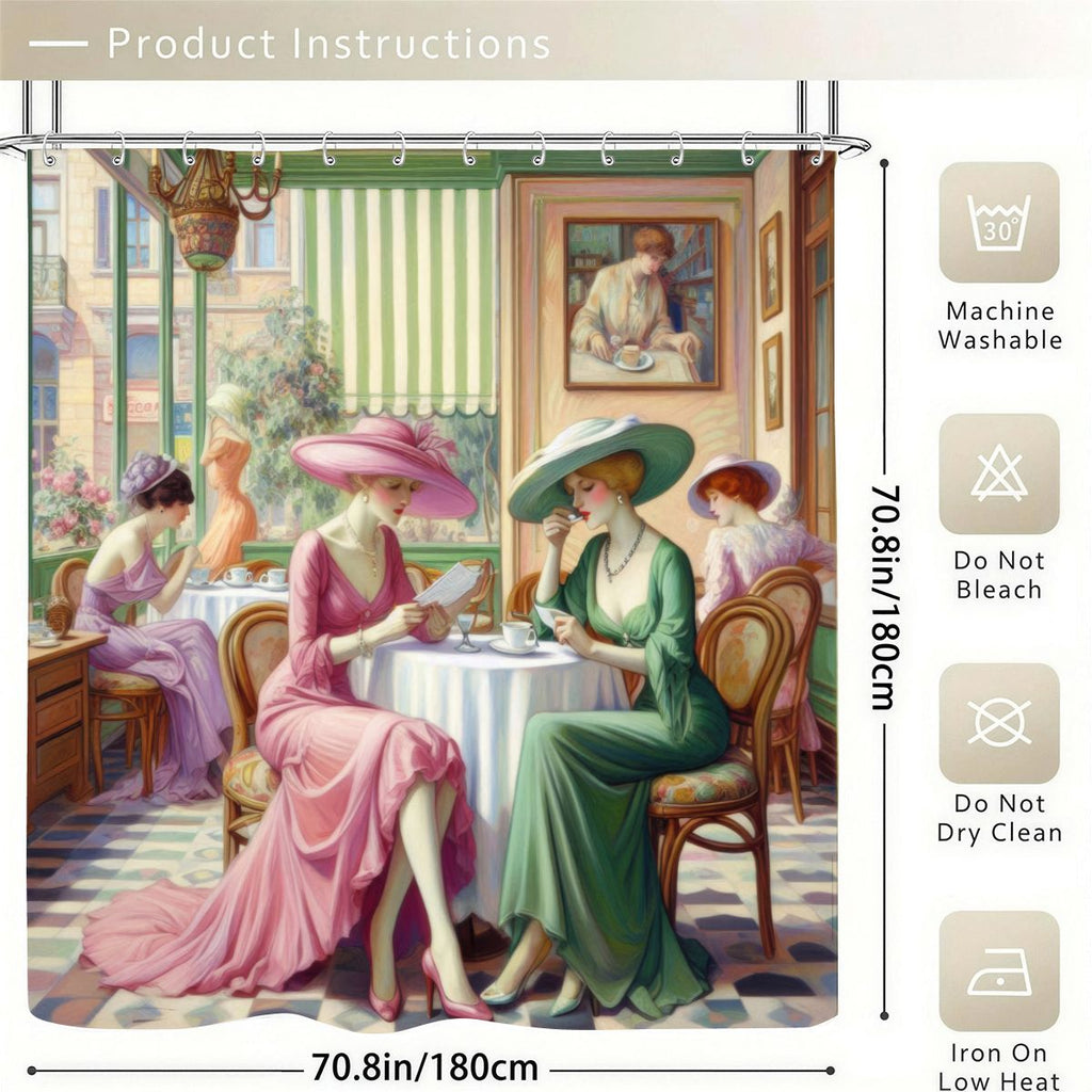 Kiffe Cafe Shower Curtain 70.8"x70.8" (Made in USA)