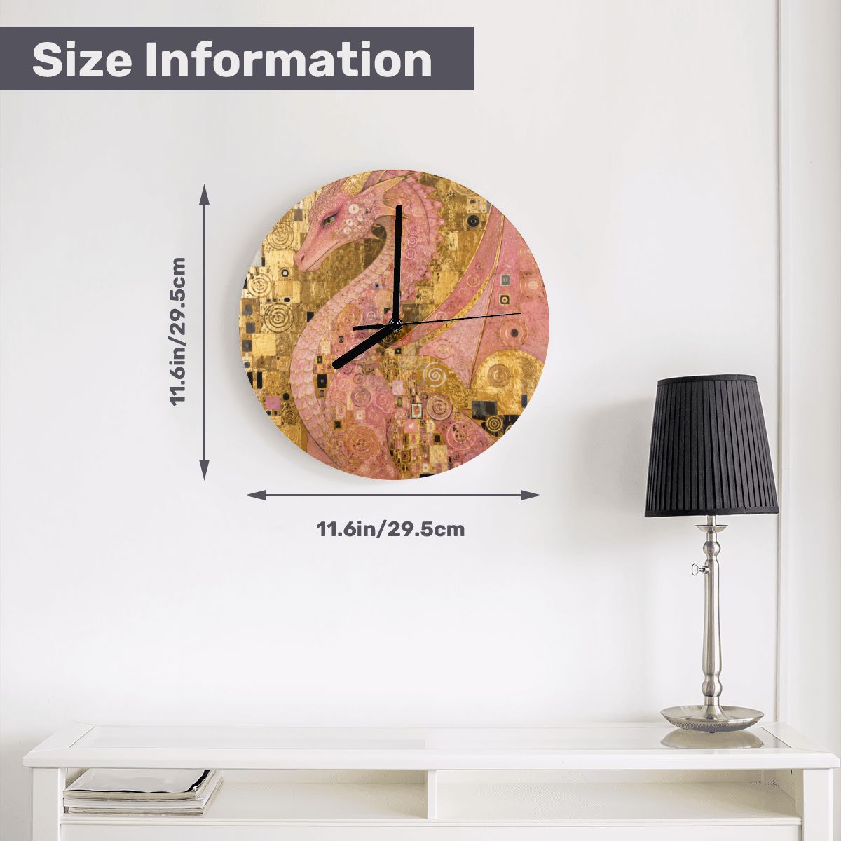 Pink Dragon MDF Wall Clock | Made in USA
