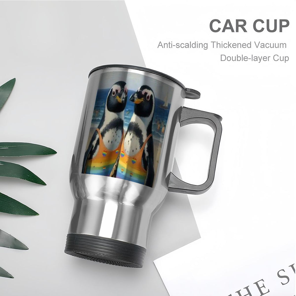 Travel Coffee Mug with Handle (14oz) Made in USA - Multiple Designs