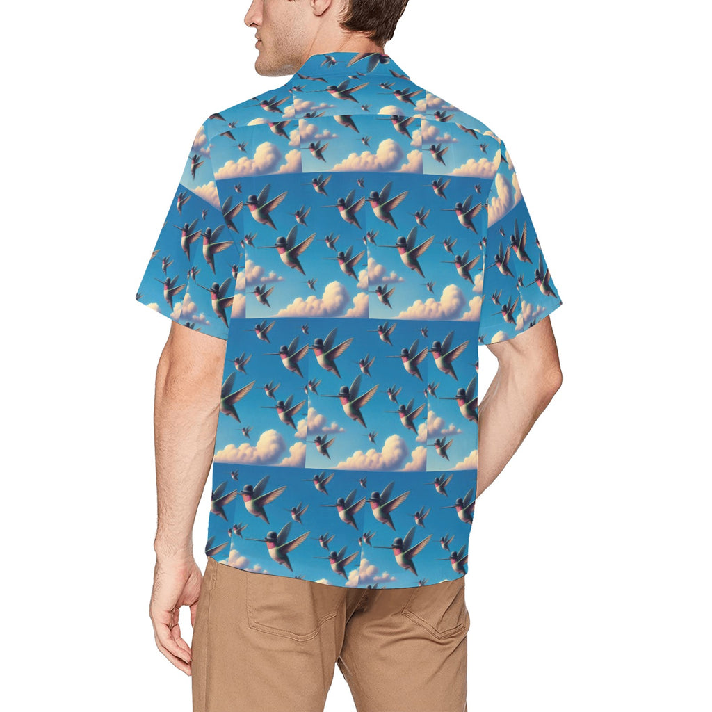 Flock of Hummingbirds Hawaiian Shirt with Chest Pocket