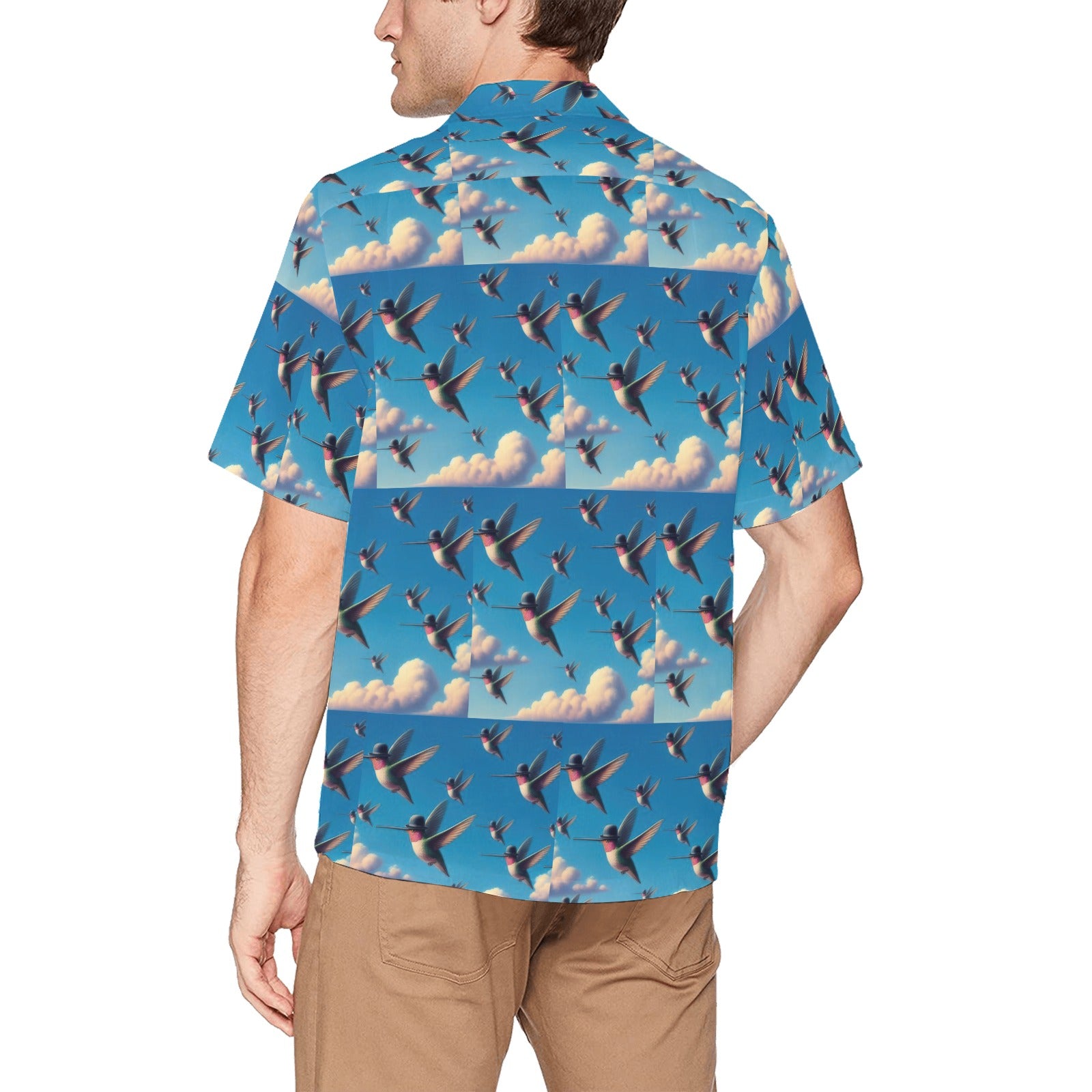 Flock of Hummingbirds Hawaiian Shirt with Chest Pocket
