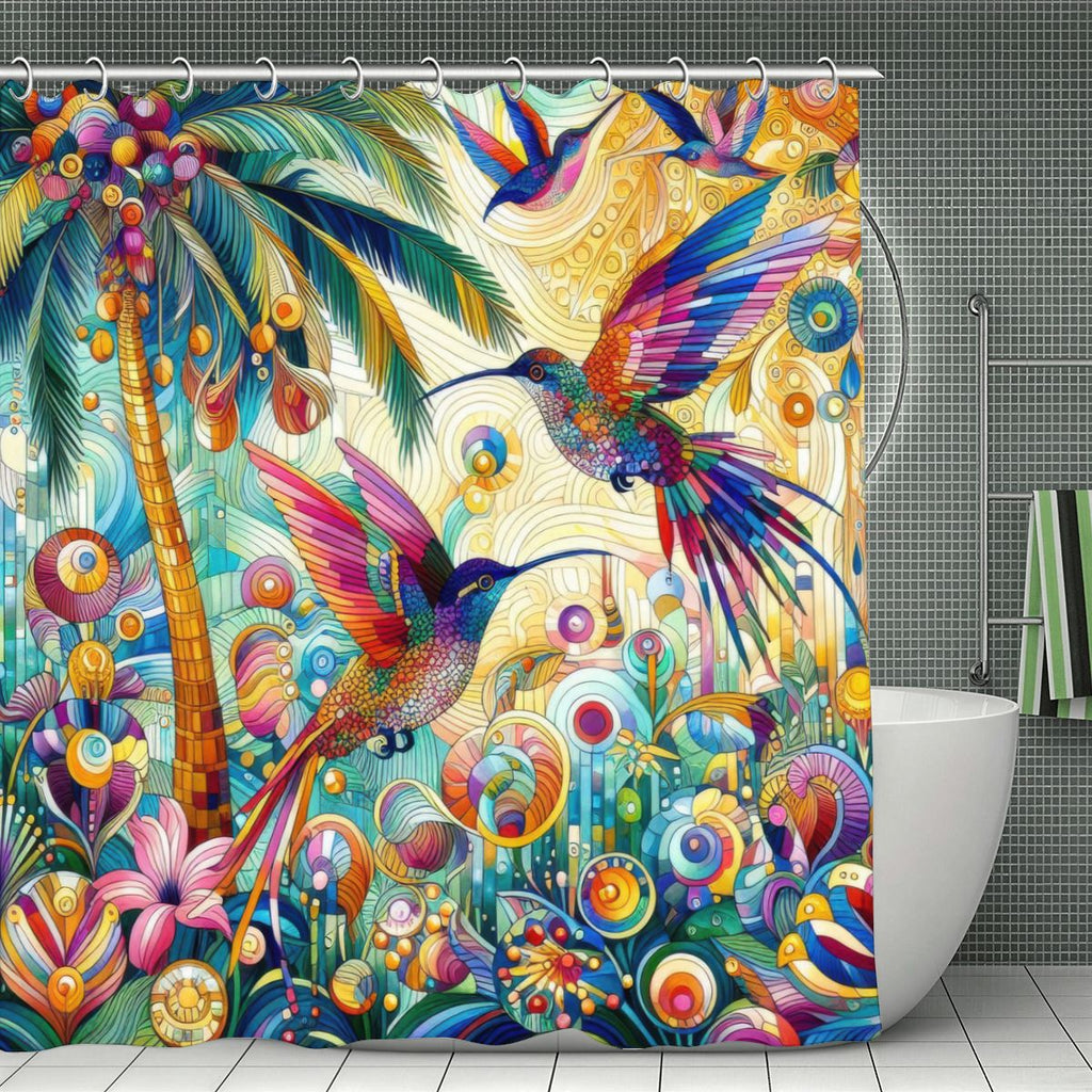Tropical Hummingbirds Shower Curtain 70.8"x70.8" (Made in USA)