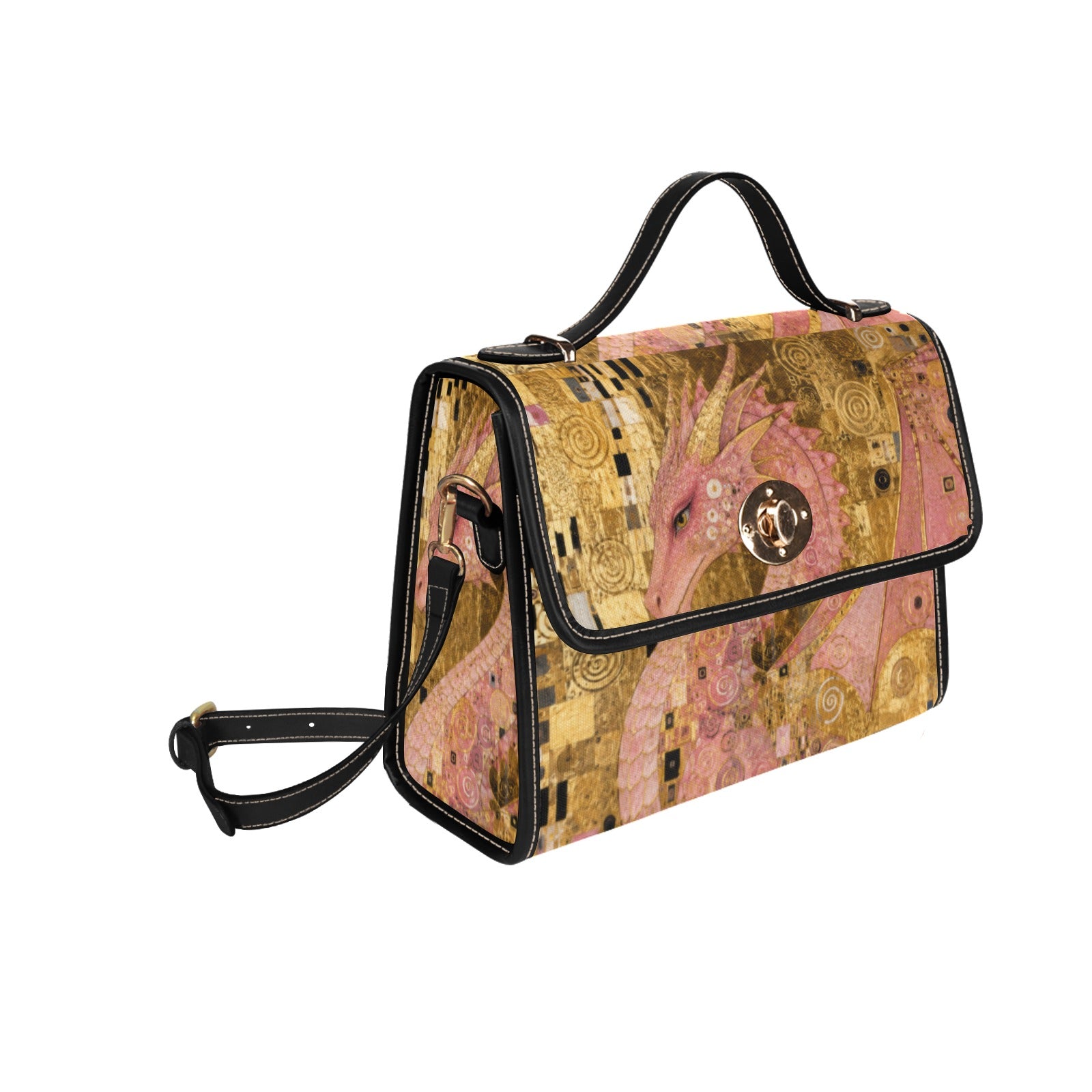 Pink Dragon Satchel Waterproof Canvas Bag