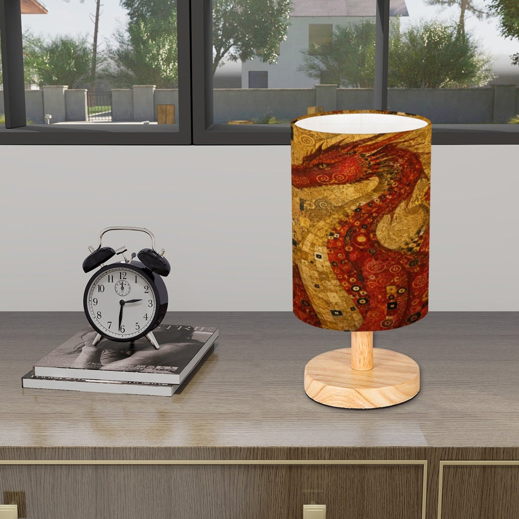 Red Dragon Cylindrical Table Lamp