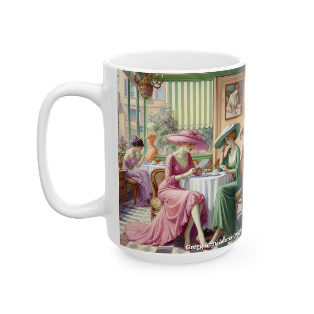 Kiffe Cafe Ceramic Mug — Elegant Retro Portrait Coffee Cup (11oz, 15oz)